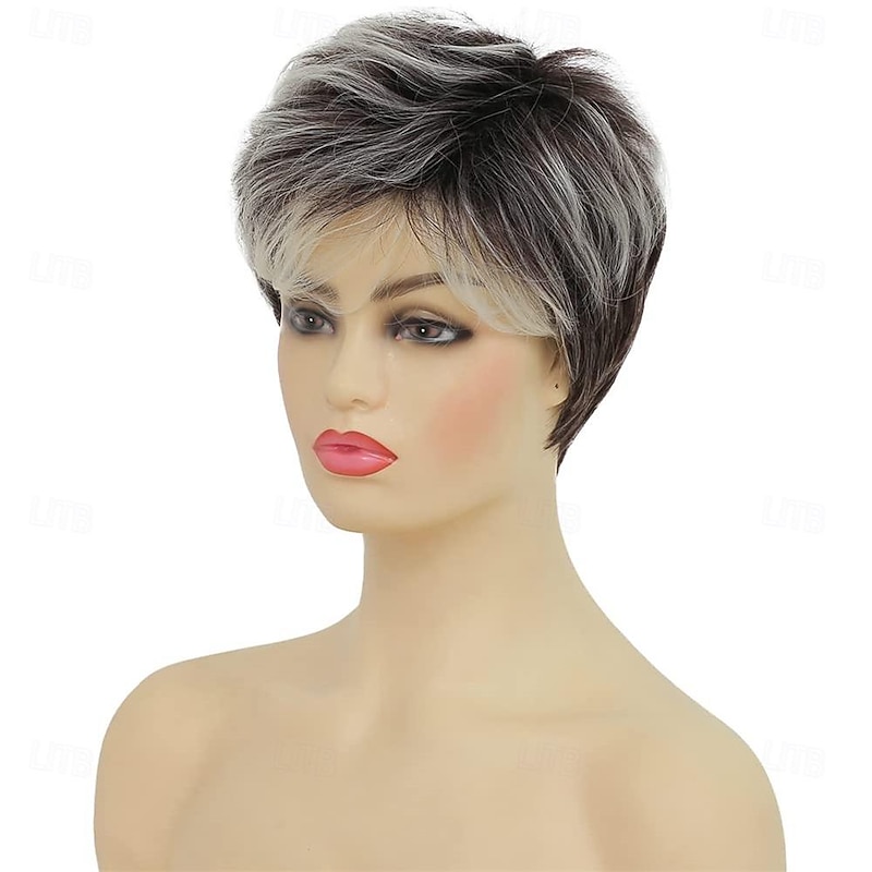 Short Grey Pixie Cut Wigs for Women Layered Soft Fluffy Old Lady Synthetic Wigs for Daily Party Costume Use4