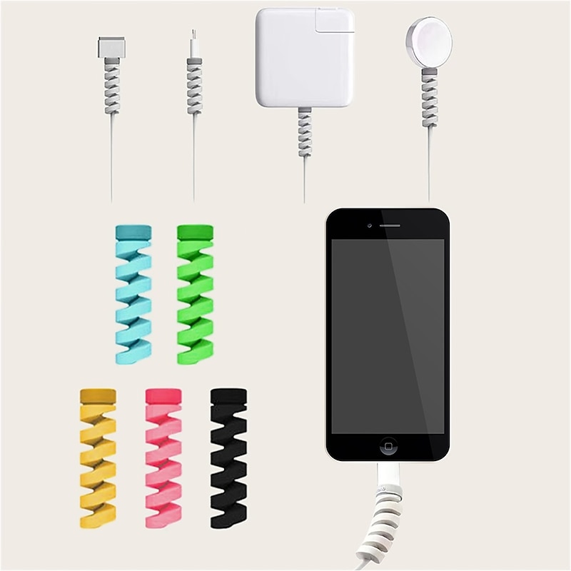 10pcs Charger Cable Saver Protector Spiral Tube Wire Management Organizer Protective Cord Sleeve For All Cell Phones Computers And Charger4
