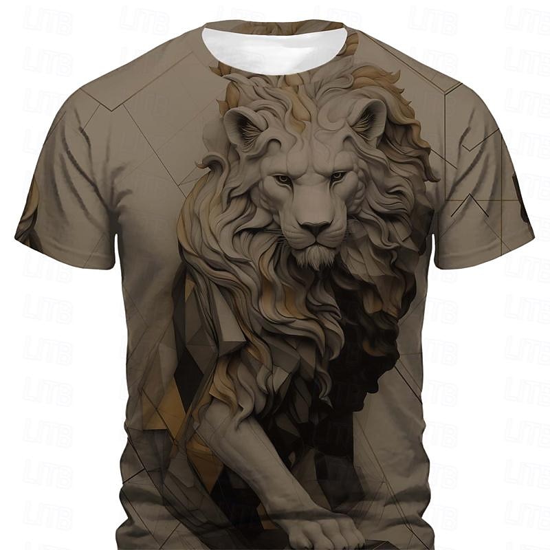 Men's Graphic Animal Lion T Shirt Short Sleeve T shirt 3D Print Crew Neck Shirt Designer Casual Subculture Sports Outdoor Holiday Going out Light Brown Light Purple Purple Spring & Summer Clothing2