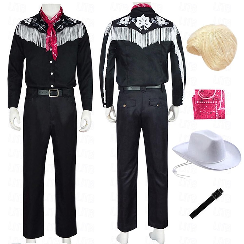 Cowboy Movie Outfits Doll Hot Pink Jumpsuit Costume for Men Boys Kids Adults West Style Y2K Retro Vintage Vacation Daily Wear Halloween Carnival With Costume Wig