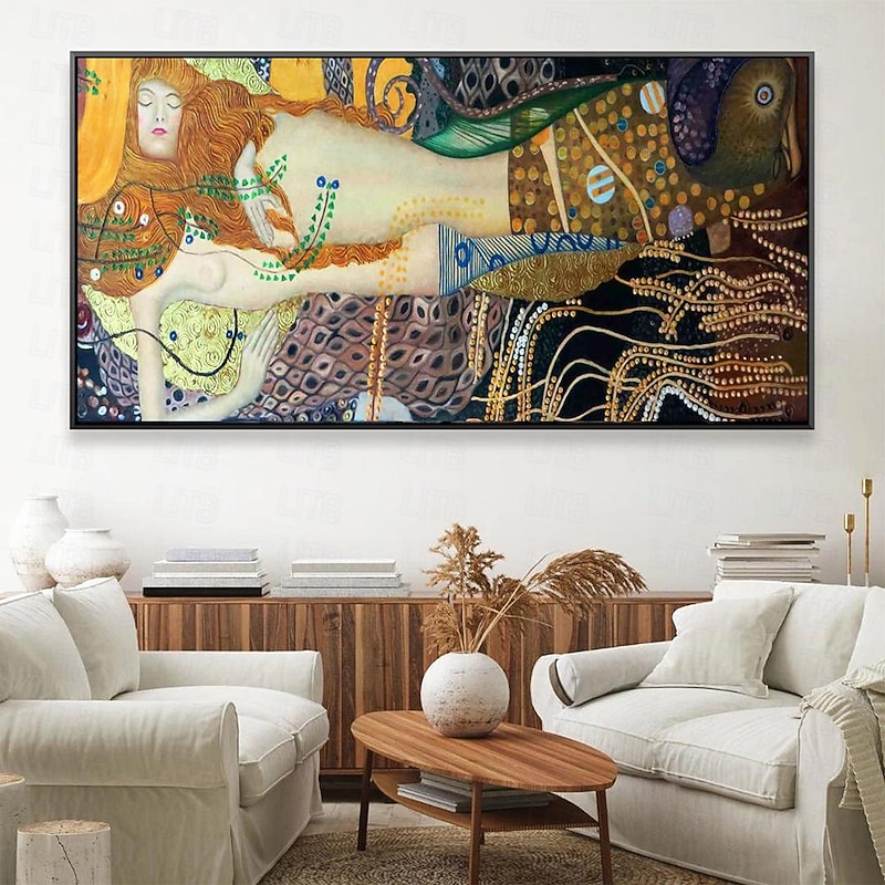 Gustav Klimt Water Serpents Oil painting hand-painted Gustav Klimt oil painting Gustav Klimt painting woman vintage art decor painting3