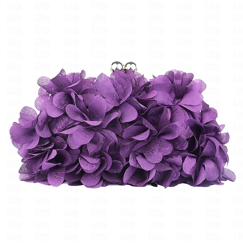 Women's Clutch Evening Bag Satin Party Valentine's Day Rhinestone Chain Solid Color Purple