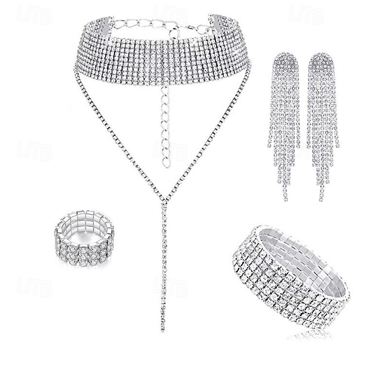 Sparkling And Elegant Exquisite Set Earrings Bracelets Necklaces Light Luxury Quality Set Dinner And Evening Dress Bag Letter Envelope3