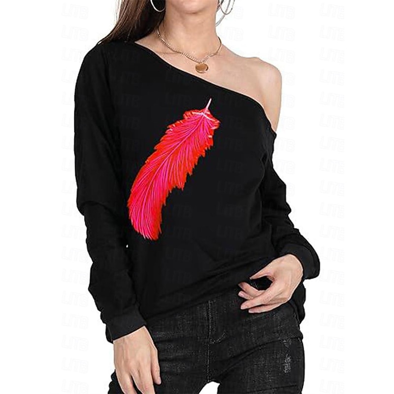 Retro Vintage 1980s Masquerade Sweatshirt Off Shoulder Fancy Dress Women's Masquerade Party / Evening Pride Parade Pride Month Adults' Top Spring Fall2