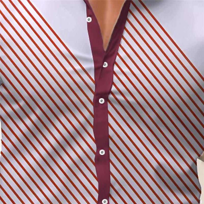 Men's Dress Shirt Printed Shirts Stripe Outdoor Wear to work Black Red Blue Long Sleeve Turndown Spring & Summer Clothing Apparel Print3