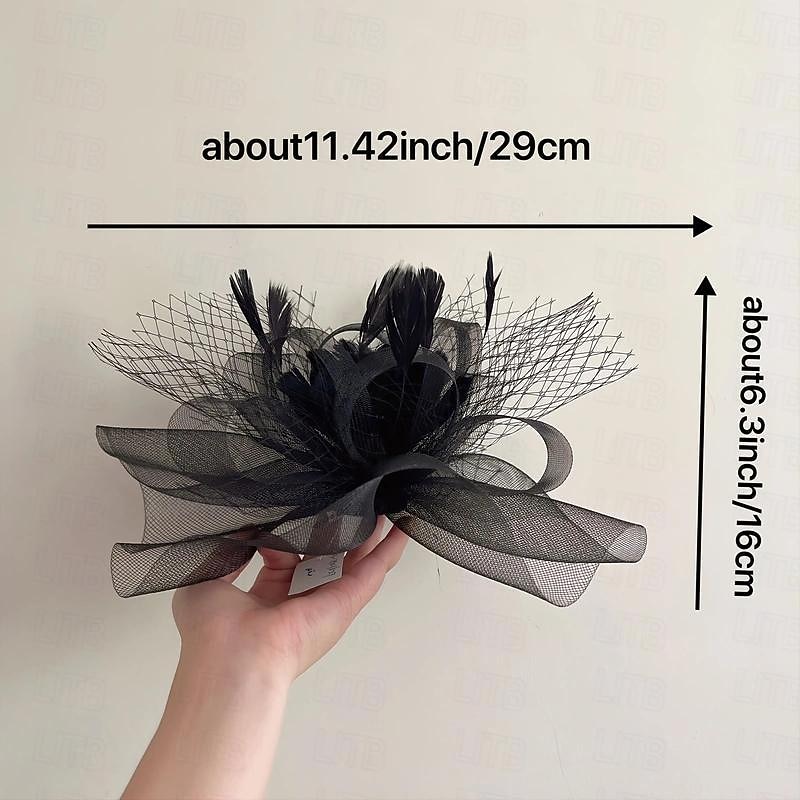 Fascinators Headpiece Feather Net Wedding Evening Party Kentucky Derby Horse Race Ladies Day Elegant Elegant & Luxurious Wedding With Feather Floral Headpiece Headwear3