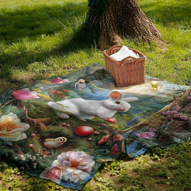 Easter Day Bunny Rabbit Pattern Throws Blanket Flannel Throw Blankets Warm All Seasons Gifts Big Blanket2