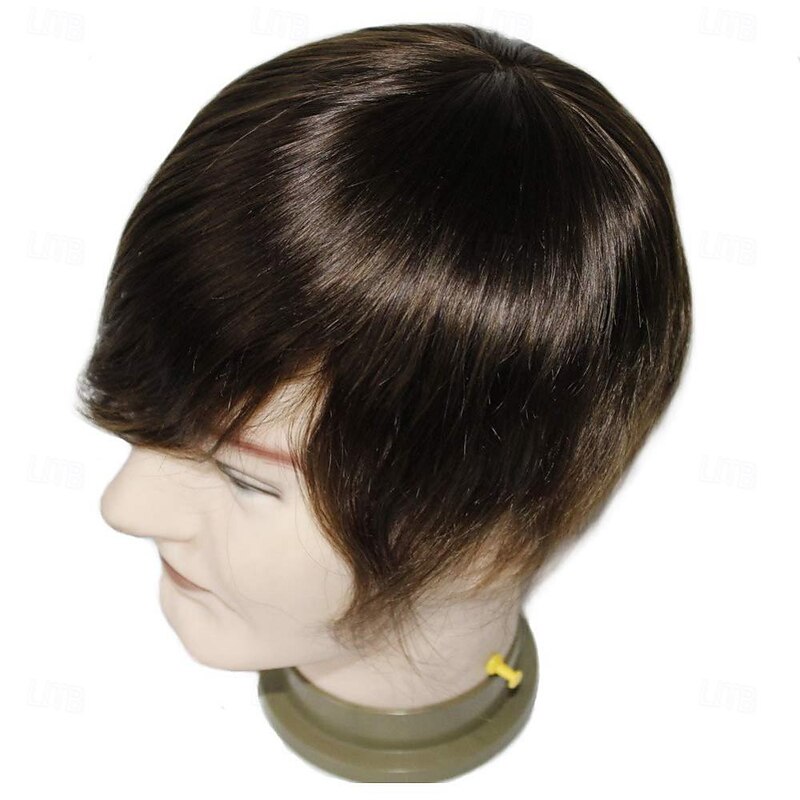 Mono Human Hair Mens Toupee Hairpiece Poly Skin Around Hair System Durable NPU Monofilament Wig Hair Replacement for Men2