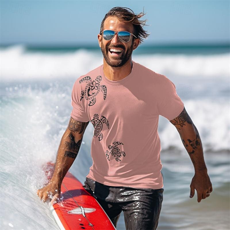 Men's Graphic Animal Turtles T Shirt Short Sleeve T shirt 3D Print Crew Neck Shirt Fashion Daily Casual Vacation Sports Outdoor Holiday Black White Pink Spring & Summer Clothing Apparel S M L XL 2XL3