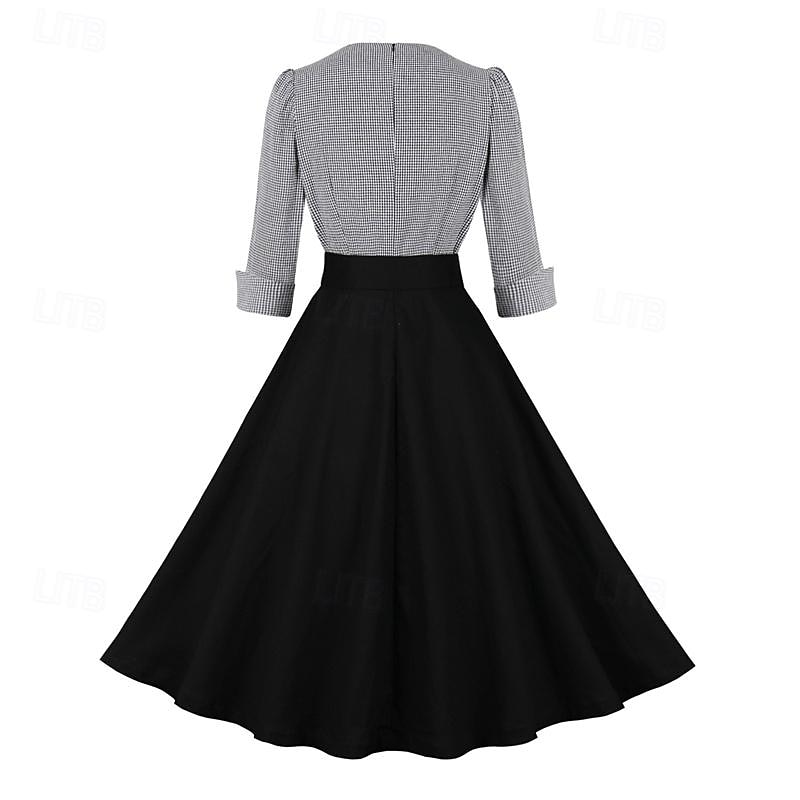 Set with Retro Vintage 1950s Vintage Dress Cocktail Dress Swing Dress Headpiece Party Costume Fascinator Hat Hat Gloves The Great Gatsby  3 PCS Women Masquerade Party / Evening4