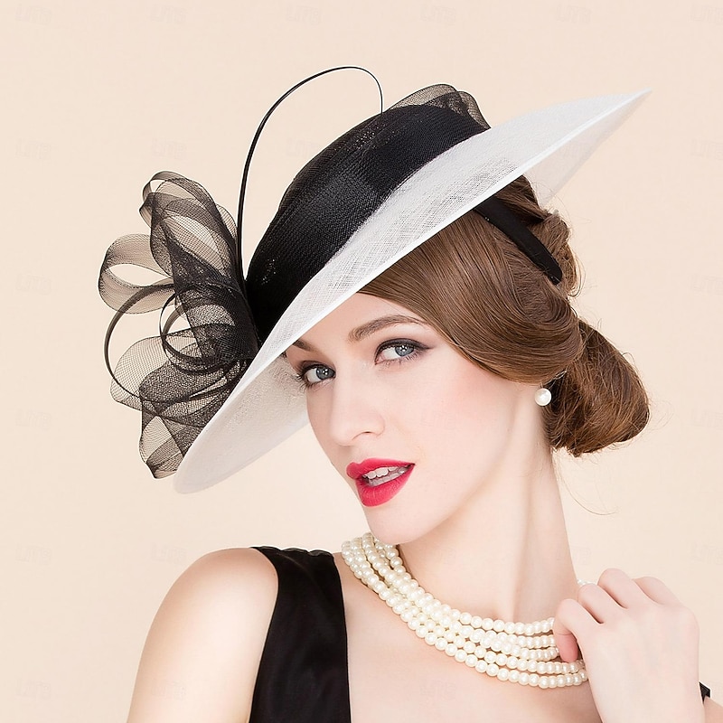 Hats Flax Sun Hat Top Hat Sinamay Hat Wedding Tea Party Elegant Wedding With Feather Bowknot Headpiece Headwear2