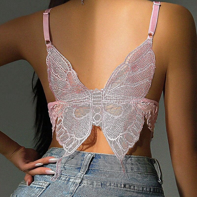 Women's Lace Backless Sexy Erotic Sexy Lingerie Sexy Bodies Nightwear - POLY Spandex Solid Colored Bra Home Outfits2