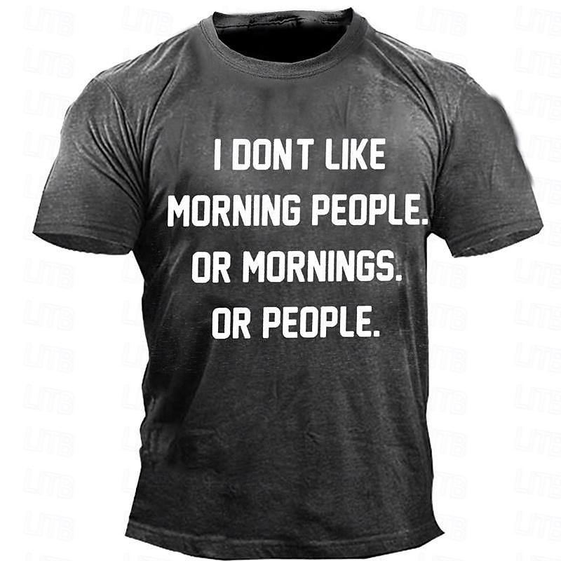 Men's Graphic I Dont like Morning People T Shirt Short Sleeve T shirt 3D Print Crew Neck Shirt Retro Vintage Casual Street Style Sports Outdoor Holiday Going out Blue Army Green Dark Blue Spring3