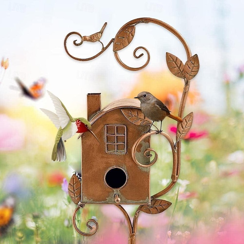 Garden Stakes Metal Decor with Pole Outdoor Stake for Patio Backyard Patio Outdoor Garden Decoration and Birdhouse Lovers Courtyard Backyard (2CM Hole) 5