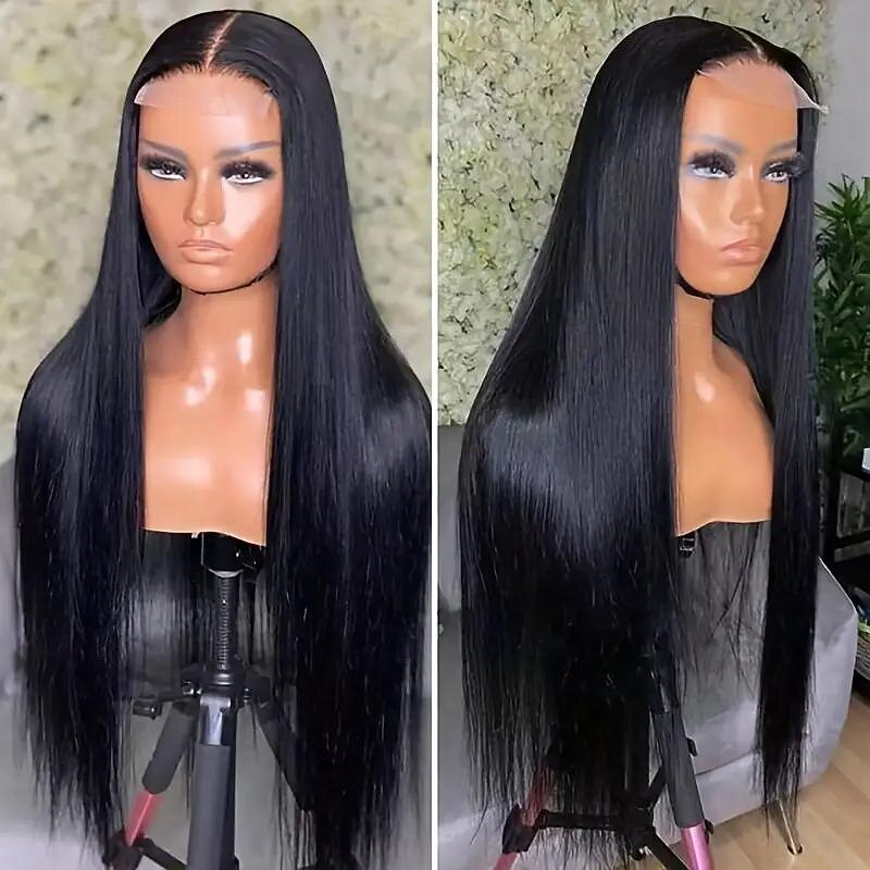 Ishow 6x6 Human Hair Lace Frontal Wig Transparent Straight Human Hair 180% Density
