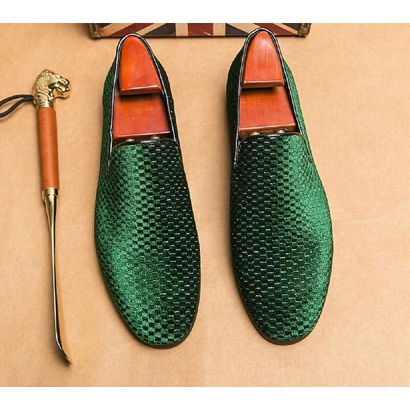 Men's Loafers & Slip-Ons Plus Size Driving Loafers Walking Business British Wedding Party & Evening St. Patrick's Day Fabric Black White Blue Spring Fall2