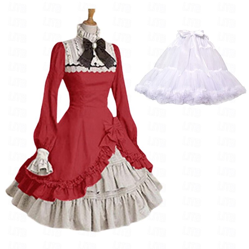Retro Vintage Gothic Lolita Rococo Dress Petticoat Hoop Skirt Under Skirt Trumpet Sleeve Movie / TV Theme Costumes Lace Bow Fancy Dress Women's Girls' Party Masquerade Party & Evening Adults' Dress4