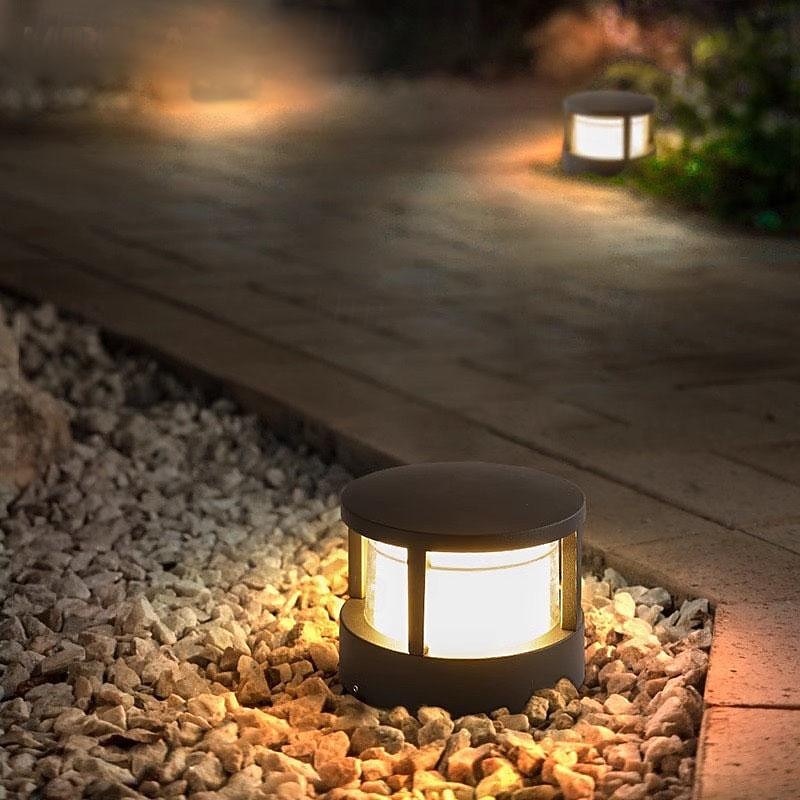 LED Bollard Light for Outdoor,Modern Design Garden Pillar Light,IP65 Waterproof Path Light,Outside wall lights,Balcony Ceiling light,3000K Warm White,Black