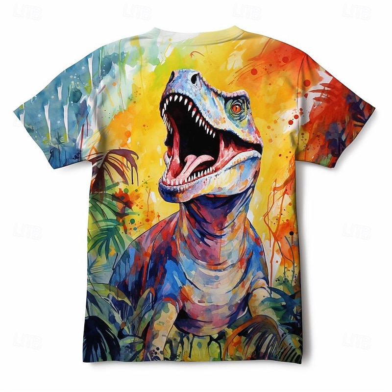 Boys 3D Dinosaur Tee Shirts Short Sleeve 3D Print Summer Active Sports Fashion Polyester Kids 3-12 Years Crew Neck Outdoor Casual Daily Regular Fit2