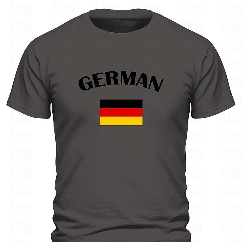 Men's Germany National Flag T Shirt Tee Top Cotton Short Sleeve Graphic Shirt Black White Red Comfortable Tee Sports Outdoor Holiday Fashion Designer Clothing3