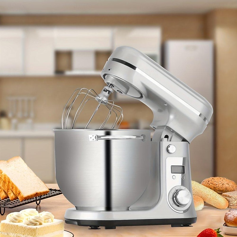 Kitchen Electric Stand Mixer 6-Speed Tilt-Head Food Mixer with 6.5-QT Stainless Steel Bowl Dough Hook Flat Beater Anti-Splash Cover4