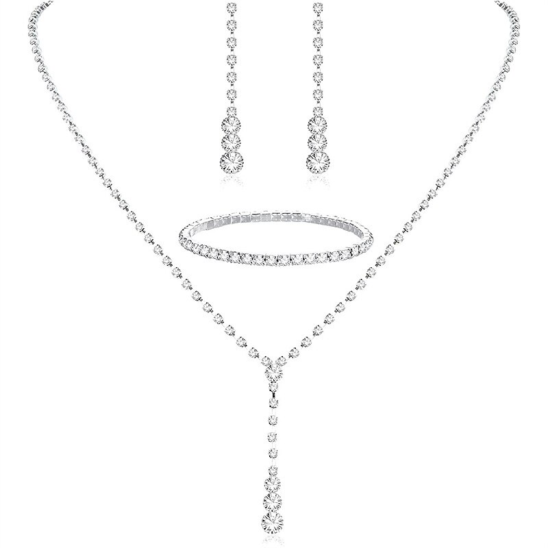 Bridal Jewelry Set of Four Fashionable And Minimalist Tassel Water Diamond Dinner Bag Full of Diamond Necklace Ear Studs Bracelet2