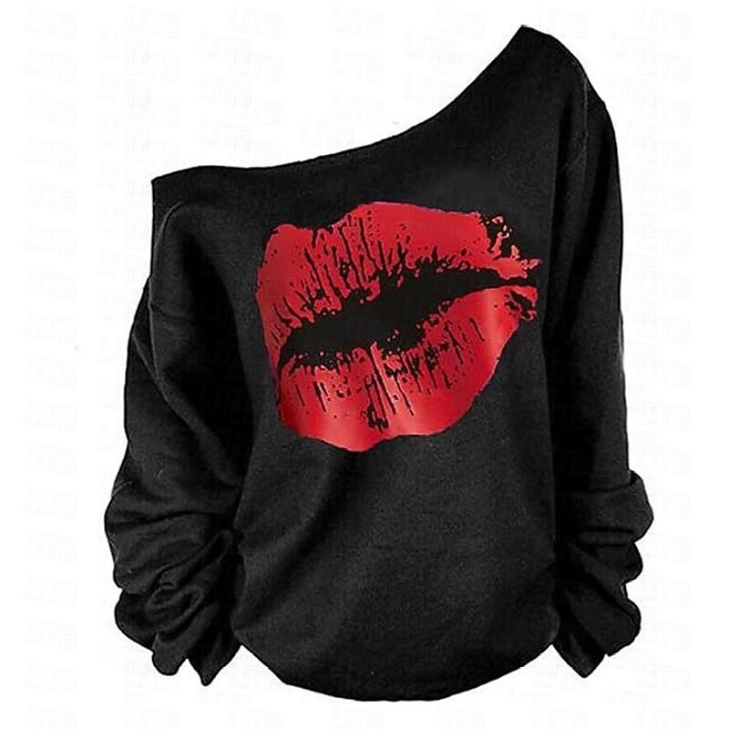 Retro Vintage 1980s Masquerade Sweatshirt Off Shoulder Fancy Dress Women's Masquerade Party / Evening Pride Parade Pride Month Adults' Top Spring Fall