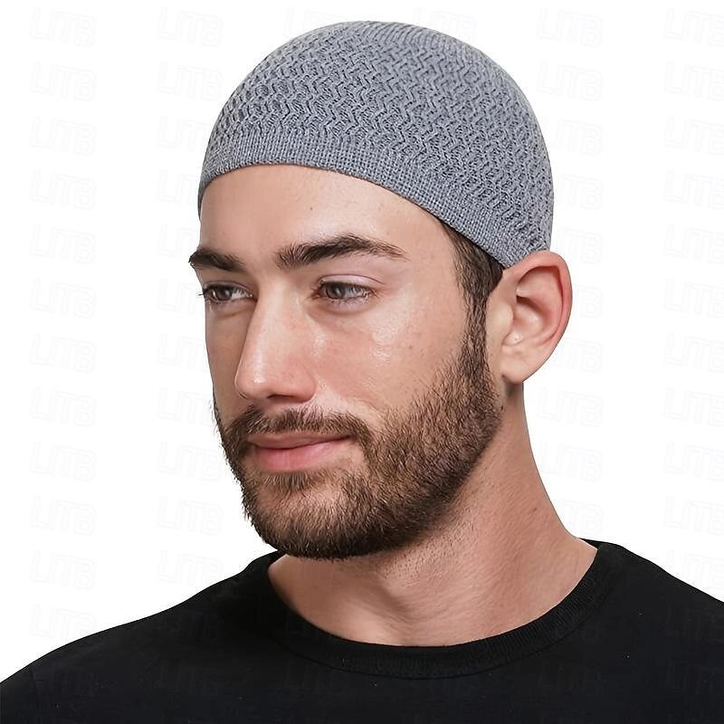 European And American Spring And Autumn Knitted Hat, Unisex Wavy Jacquard Unisex Dome Warm Beanie Cap, Muslim Pullover Knitted Hat , Ideal Choice For Gifts4