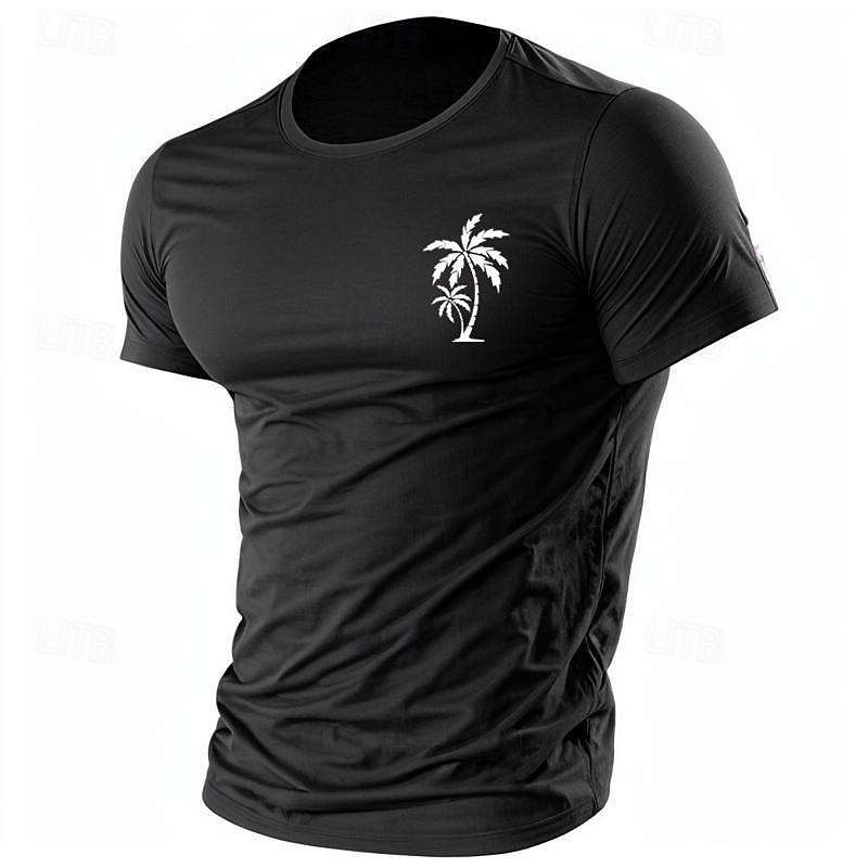 Men's Coconut Tree T Shirt Tee Top Cotton Short Sleeve Graphic Shirt Black White Burgundy Comfortable Tee Sports Outdoor Holiday Fashion Designer Clothing4