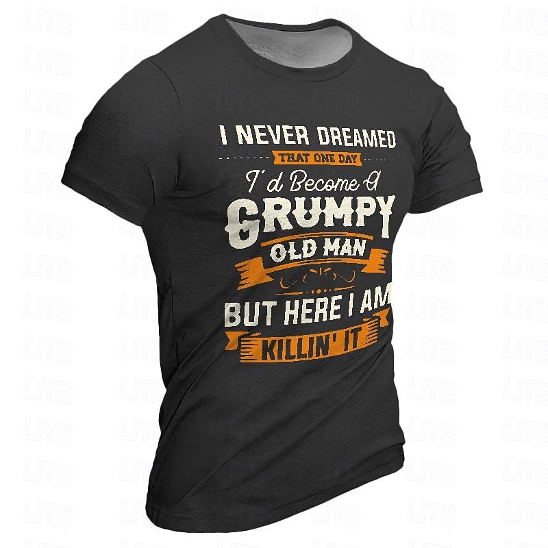 Men's Graphic Old Man Grumpy T Shirt Short Sleeve T shirt 3D Print Crew Neck Shirt Street Style Sports Outdoor Holiday Going out Black Navy Blue Khaki Spring & Summer Clothing Apparel S M L XL 2XL 3XL4