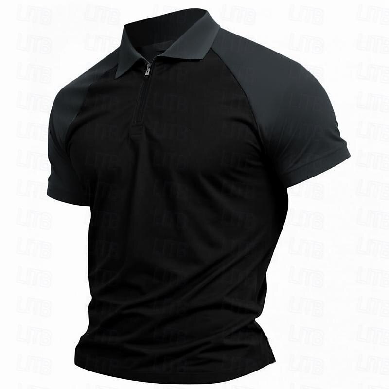 Men's Henley Shirt Tee Top Short Sleeves Henley Summer Color Block Camouflage Vintage Designer Basic Splice Vacation Street Going out Black Navy Blue Brown Top Tee for Men2