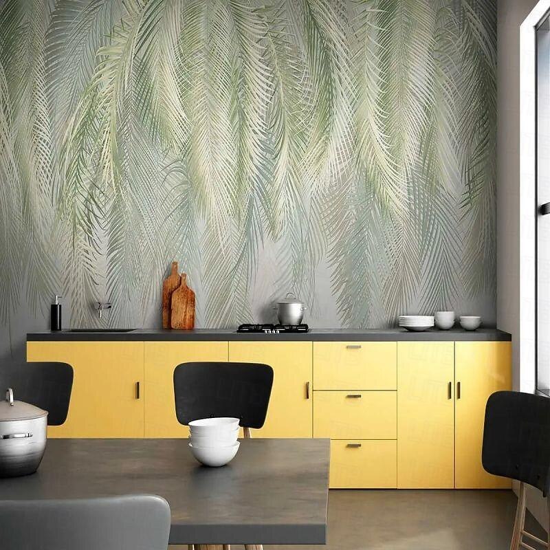 Cool Wallpapers Landscape Flower Wallpaper Wall Mural Green Plants Sticker Peel and Stick Removable PVC/Vinyl Material Self Adhesive/Adhesive Required Wall Decor for Living Room Kitchen Bathroom3