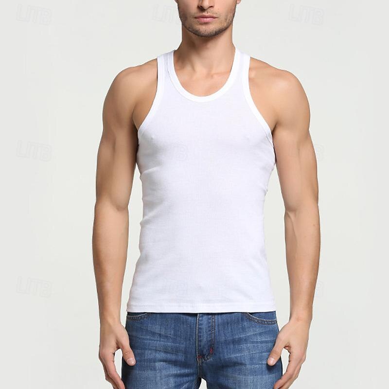 Men's Tank Top Vest Top Undershirt Sleeveless Shirt Sleeveless Crewneck Summer Plain Fashion Designer Basic Vacation Street Going out Black White Gray Top Tee for Men4