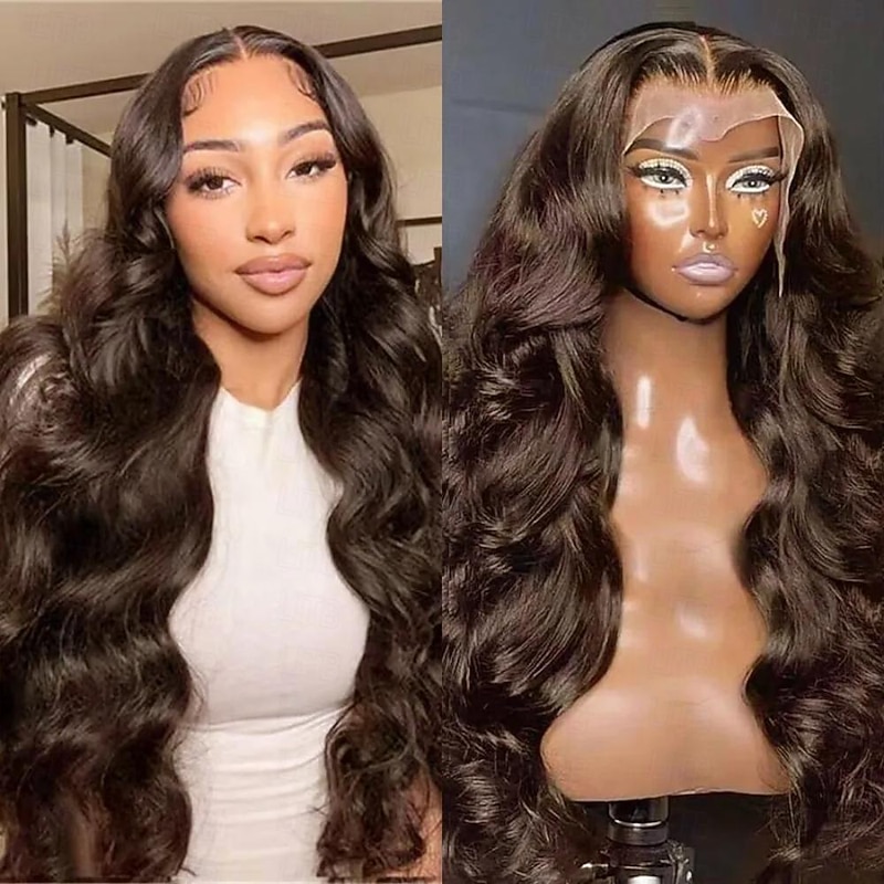 Human Hair Wigs for Women  13x4 Body Wave Lace Front Wigs Human Hair Lace Front Wigs Pre Plucked 150% Density  Lace Frontal Wigs Natural Black 22 Inch Body Wave Wigs4