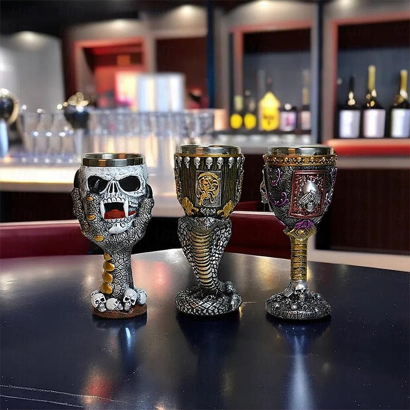 Medieval Goblet - Skull Beer Goblet Drinking - Stainless Steel Goblet Collectors - Ideal Gothic Gift, Party Decoration