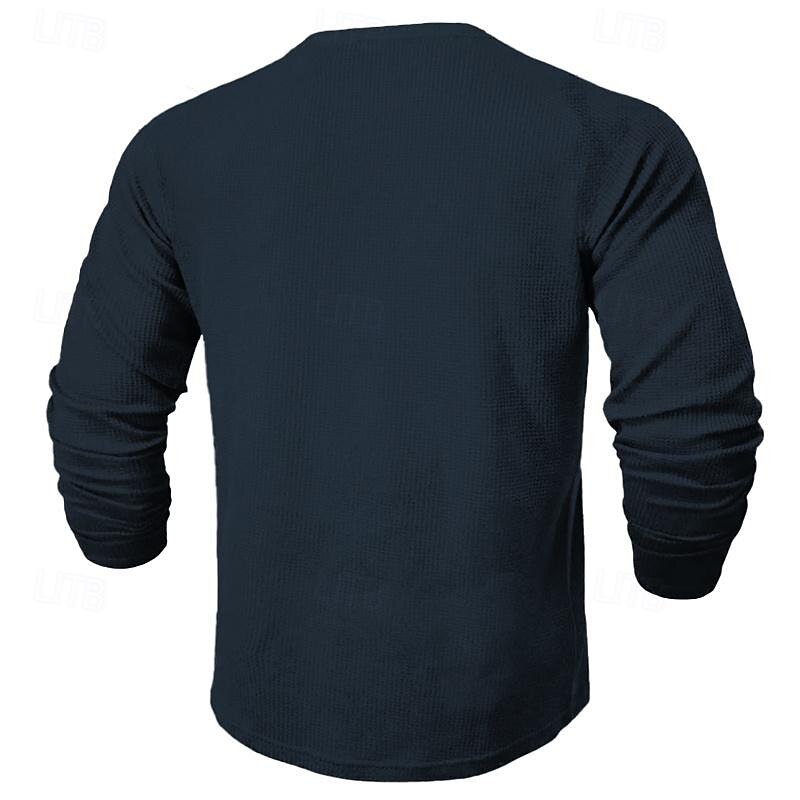 Men's Graphic Oh No You Don't Not Without a Washer T Shirt Waffle T Shirt Long Sleeve T shirt 3D Print Crew Neck Shirt Designer Casual Street Style Sports Outdoor Holiday Going out Black Burgundy2