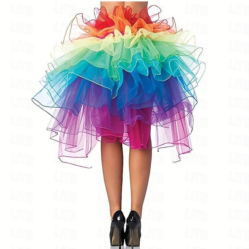 Rainbow Tutu Skirt for Women 8 Layers of Organza Fabric for Pride Clubwear Recitals Stage Performances Birthdays Theme Parties Carnivals Makeup Dance Parties Pride Parade Pride Month2