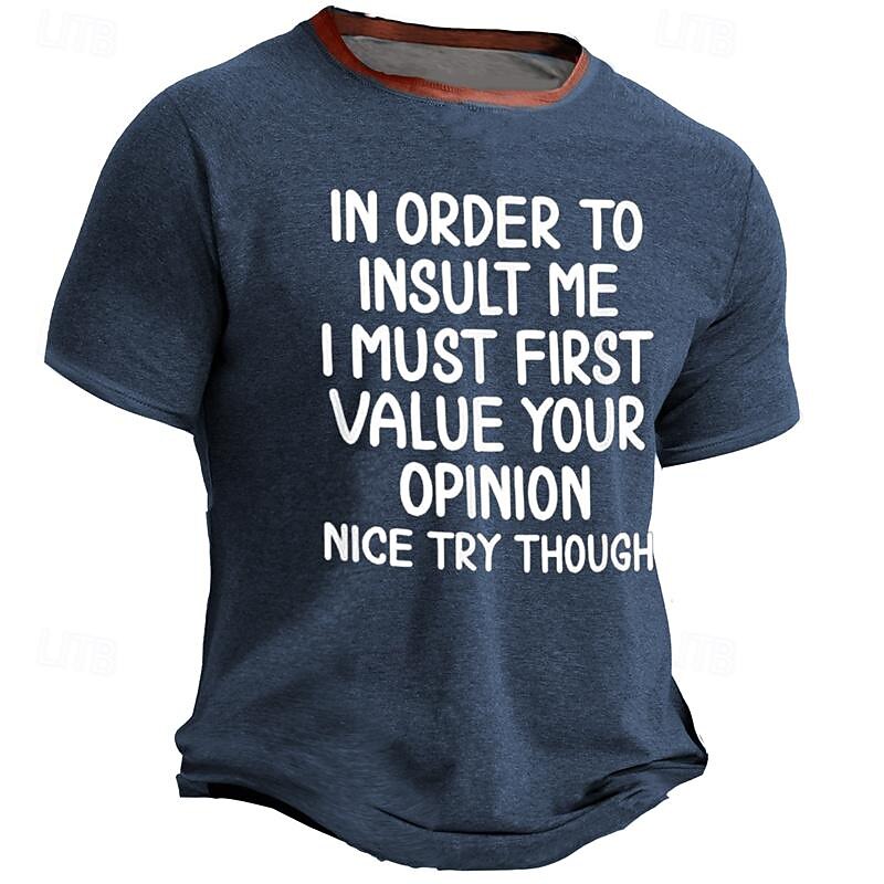 Men's Graphic Letter T Shirt Short Sleeve T shirt 3D Print Crew Neck Shirt Daily Designer Casual Sports Outdoor Holiday Going out Navy Blue Army Green Dark Blue Spring & Summer Clothing Apparel S M L2