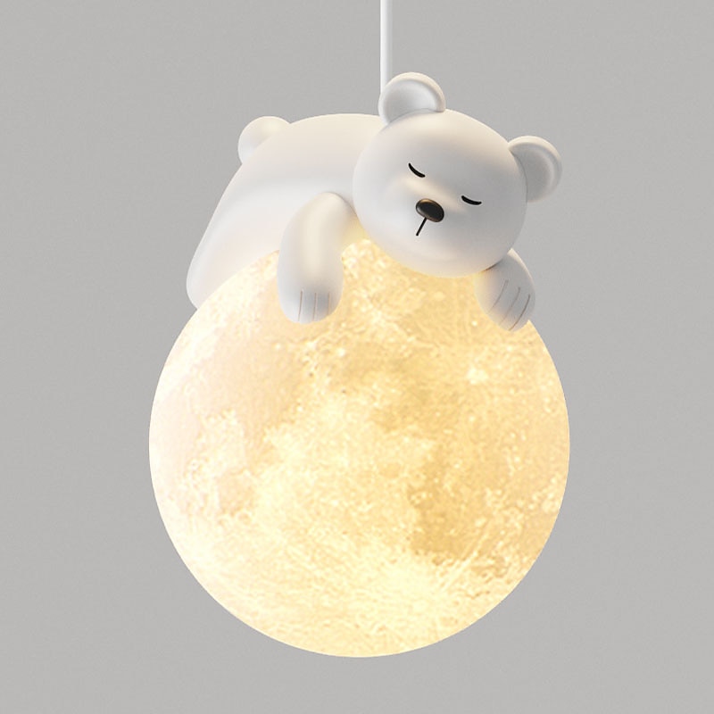 LED Pendant Lights Creative Little Bear 3 Light Color 15 cm Bedroom Bedside Modern Children's Room Chandelier Home Decoration Hanging Lamp Fixture Island Design Resin Painted Finishes 85-265V3