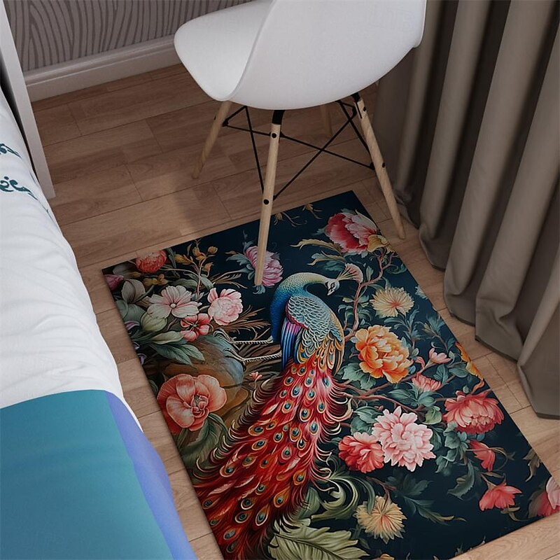 Vintage Peacock Area Rug Kitchen Mat Non-Slip Oil Proof Floor Mat Livingroom Rug Indoor Outdoor Mat Bedroom Decor Bathroom Mat Entrance Rug Door Mat4