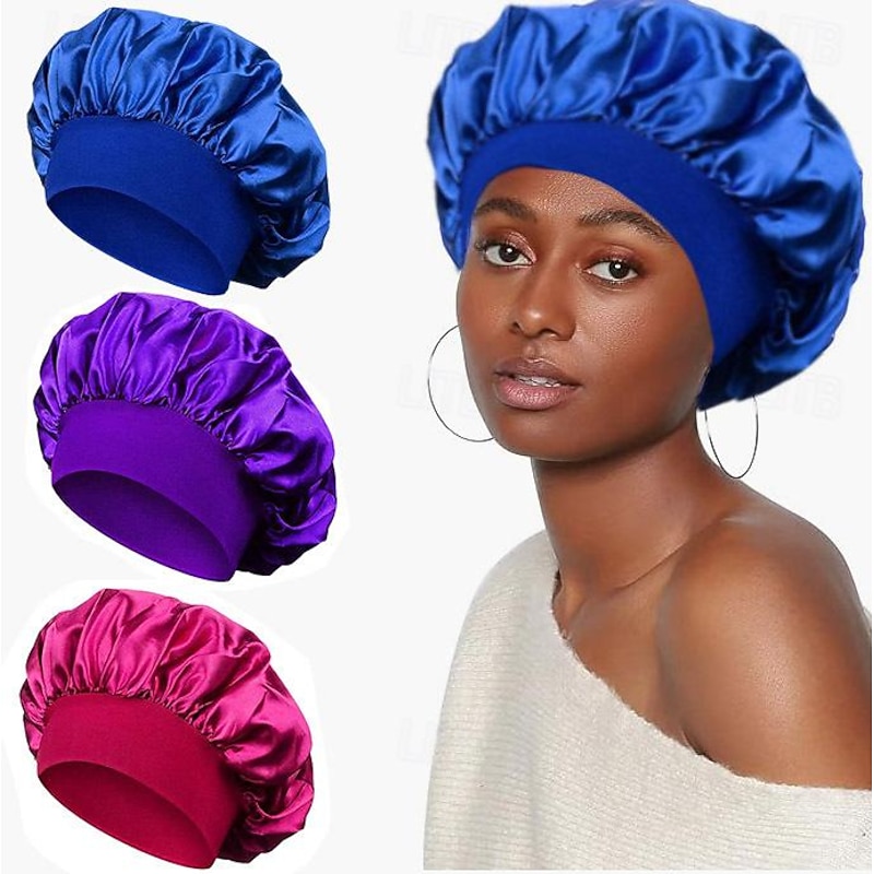 Solid Color Wide Brimmed High Elastic Adult Sleeping Cap for Men and Women's Fashionable Hair Care, Beauty, Bath Cap, Color Ding Chemotherapy Cap
