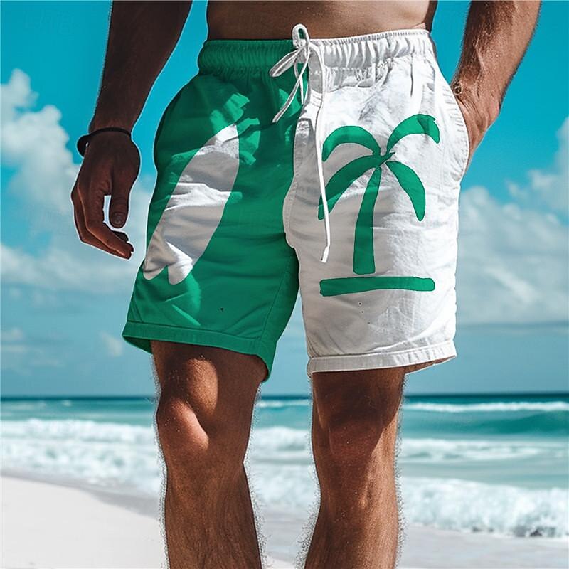 Palm Tree Surfboard Men's Resort 3D Printed Board Shorts Swim Trunks Elastic Waist Drawstring with Mesh Lining Aloha Hawaiian Style Holiday Beach S TO 3XL4