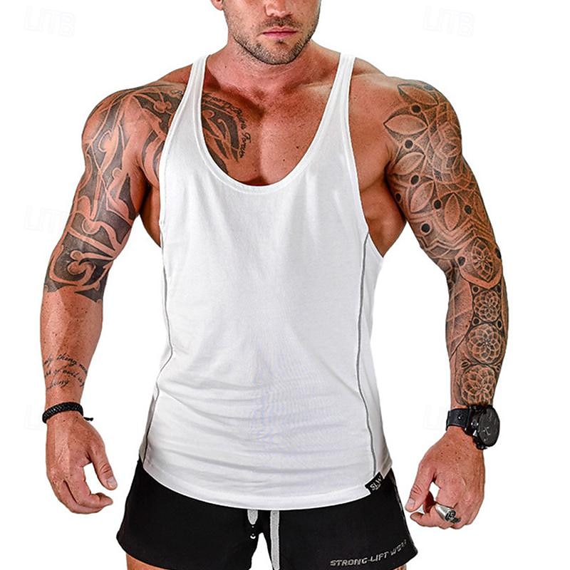 Men's Tank Top Vest Top Undershirt Sleeveless Shirt Sleeveless U Neck Summer Color Block Fashion Designer Basic Vacation Street Going out Black White Red Top Tee for Men4