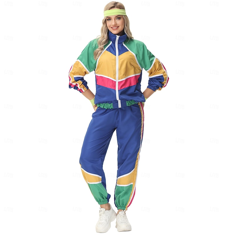 Couples 1980s Retro Vintage Costume Workout Outfits Men's Women's Movie Cosplay Streetwear 1980s Masquerade Halloween Carnival Disco Party Hip Hop4