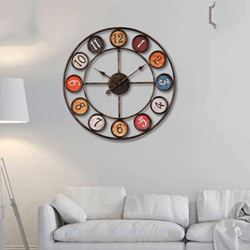 Large Wall Clock Battery Operated Analog Silent Non-Ticking Round Decorative Clock for Kitchen Office Restaurant Coffee Bar Decor 60 cm3