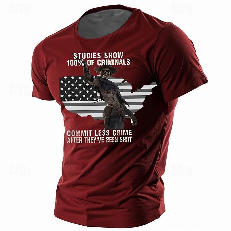 Veterans Day Men's Patriot Patriotic Veteran Graphic Skeleton American Flag T shirt Short Sleeve T shirt 3D Print Crew Neck Shirt Retro Vintage Street Style Western Aztec Sports Outdoor Holiday2