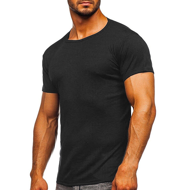 Men's T Shirt Tee Tee Top Short Sleeve Crew Neck Spring & Summer Plain Fashion Designer Basic Sexy Vacation Street Going out Black Navy Blue Green Top Tee for Men3