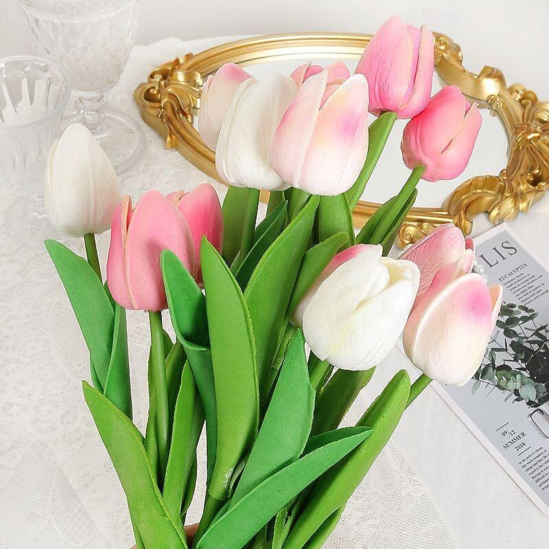 10 Pcs Tulip Artificial Flower Simulation Flower Decoration Home Bedroom Living Room Dining Table Decoration Dry Flower Bouquet Photo Prop3
