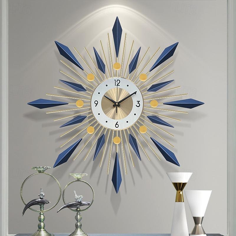 Large Wall Clock Metal Decorative Mid Century Silent Non-Ticking Big Clocks Modern Home Decorations for Living RoomBedroomDining Room Office