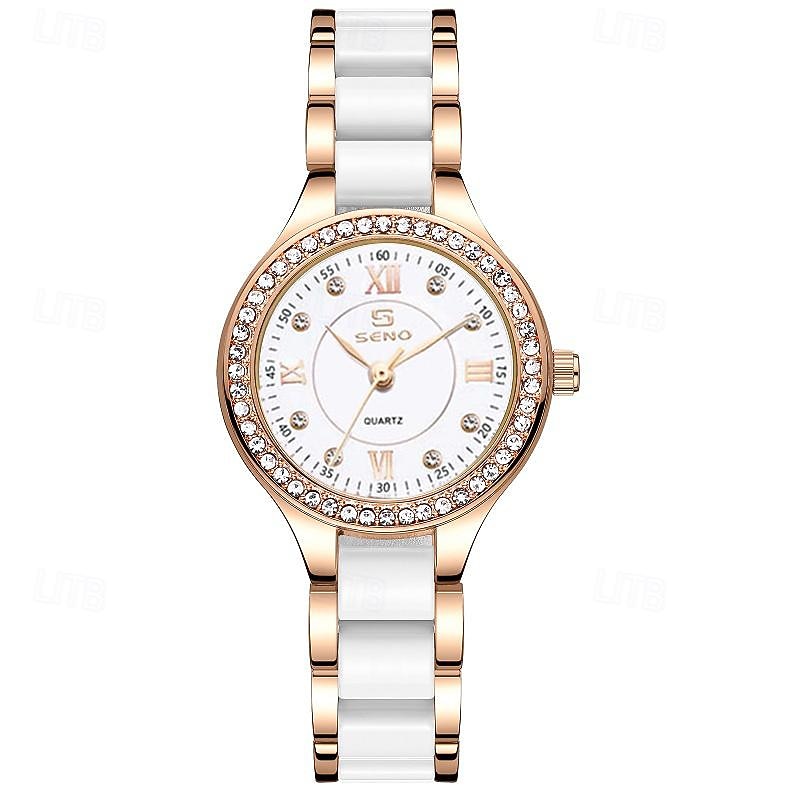 New Seno Tatsuno Brand Women'S Watches Decorative Ceramic Tiled Solid Steel Band Dial Quartz Watches Fashionable And Elegant Women'S Wristwatches2